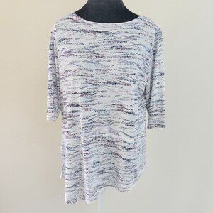 J Jill PureJill Abstract Print Asymmetrical Tunic - White/Pink/Purple - Size PM